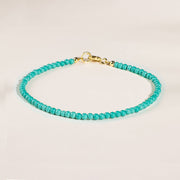 Buddha Stones 2mm Turquoise Ultra-thin Beads 14k Gold Plated Copper Wisdom Bracelet Bracelet BS 4