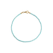 Buddha Stones 2mm Turquoise Ultra-thin Beads 14k Gold Plated Copper Wisdom Bracelet