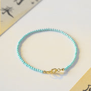 Buddha Stones 2mm Turquoise Ultra-thin Beads 14k Gold Plated Copper Wisdom Bracelet Bracelet BS 8