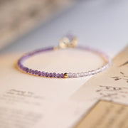 Buddha Stones 2.5mm Natural Amethyst Ultra-thin Beads 14k Gold Plated Copper Inner Peace Bracelet