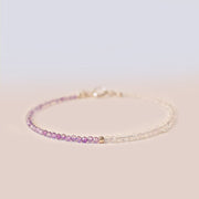 Buddha Stones 2.5mm Natural Amethyst Ultra-thin Beads 14k Gold Plated Copper Inner Peace Bracelet