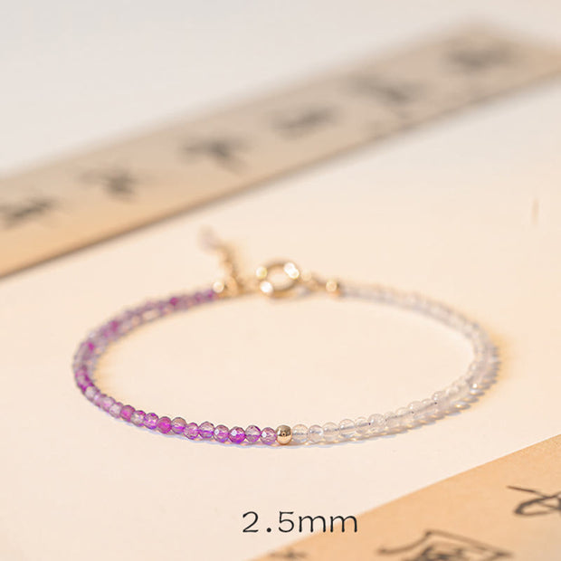 Buddha Stones 2.5mm Natural Amethyst Ultra-thin Beads 14k Gold Plated Copper Inner Peace Bracelet Bracelet BS 8