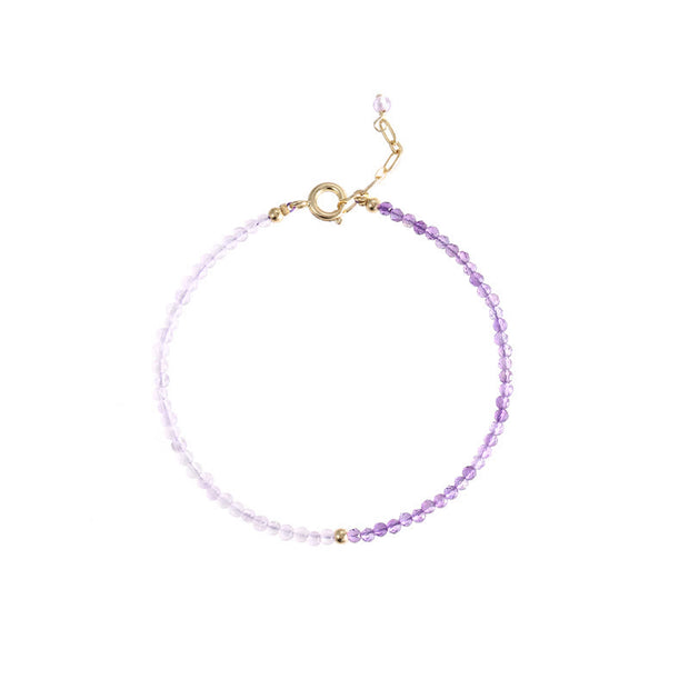 Buddha Stones 2.5mm Natural Amethyst Ultra-thin Beads 14k Gold Plated Copper Inner Peace Bracelet Bracelet BS 12