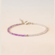 Buddha Stones 2.5mm Natural Amethyst Ultra-thin Beads 14k Gold Plated Copper Inner Peace Bracelet