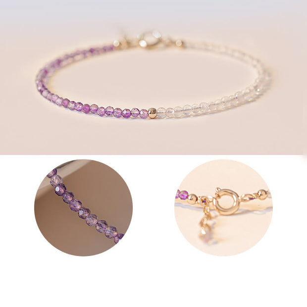 Buddha Stones 2.5mm Natural Amethyst Ultra-thin Beads 14k Gold Plated Copper Inner Peace Bracelet Bracelet BS 11