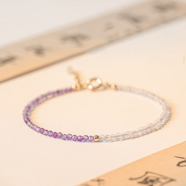 Buddha Stones 2.5mm Natural Amethyst Ultra-thin Beads 14k Gold Plated Copper Inner Peace Bracelet Bracelet BS 3