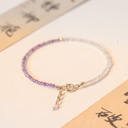 Buddha Stones 2.5mm Natural Amethyst Ultra-thin Beads 14k Gold Plated Copper Inner Peace Bracelet Bracelet BS 2