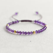 Buddha Stones 4mm Handmade Natural Amethyst 14k Gold Plated Copper Beads Braided String Relieves Stress Bracelet Bracelet BS 2