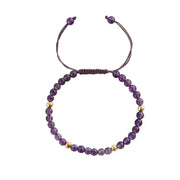 Buddha Stones 4mm Handmade Natural Amethyst 14k Gold Plated Copper Beads Braided String Relieves Stress Bracelet Bracelet BS 9