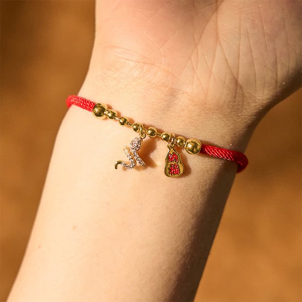 FREE Today: Happiness Protection Handmade Red String Fu Character Year Of The Snake Braided Bracelet