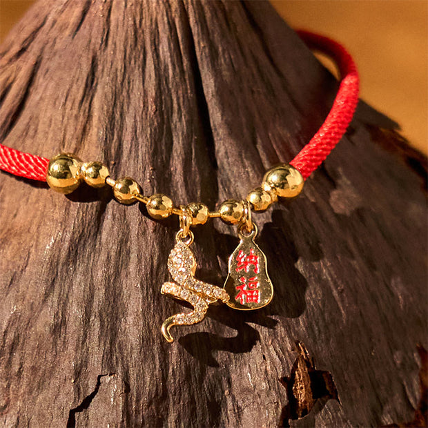 FREE Today: Happiness Protection Handmade Red String Fu Character Year Of The Snake Braided Bracelet