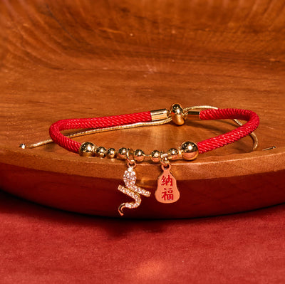 Buddha Stones Handmade Red String Fu Character Year Of The Snake Protection Braided Bracelet