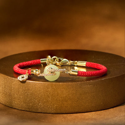 FREE Today: Luck Strength Handmade Red String Copper Coin Year Of The Snake Braided Bracelet