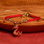 Buddha Stones Red String Fu Character Copper Snake Year Of The Snake Protection Braided Bracelet