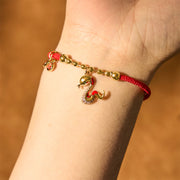 Buddha Stones Red String Fu Character Copper Snake Year Of The Snake Protection Braided Bracelet