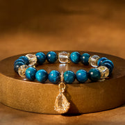 Buddha Stones Blue Tiger Eye White Crystal Water Drop Strength Bracelet