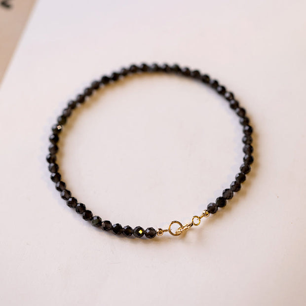 FREE Today: Transformation and Strength Small Black Obsidian Ultra-Thin Beads Bracelet