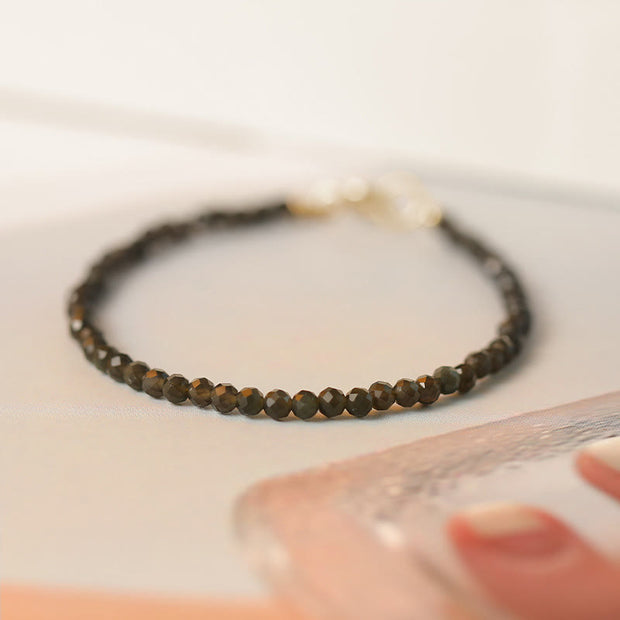 FREE Today: Transformation and Strength Small Black Obsidian Ultra-Thin Beads Bracelet