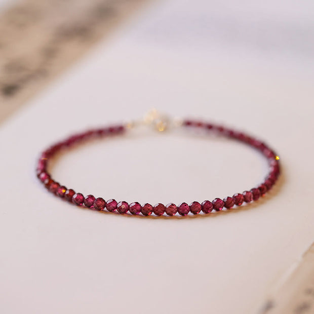 Buddha Stones 3mm Natural Small Garnet Ultra-Thin Beads Protection Bracelet Bracelet BS 3mm Polygonal Beads 16cm