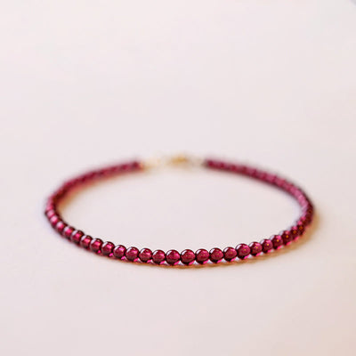 Buddha Stones 3mm Natural Small Garnet Ultra-Thin Beads Protection Bracelet Bracelet BS 3mm Round Beads 16cm