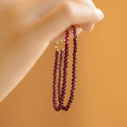 Buddha Stones 3mm Natural Small Garnet Ultra-Thin Beads Protection Bracelet