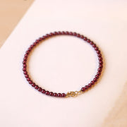 Buddha Stones 3mm Natural Small Garnet Ultra-Thin Beads Protection Bracelet Bracelet BS 3