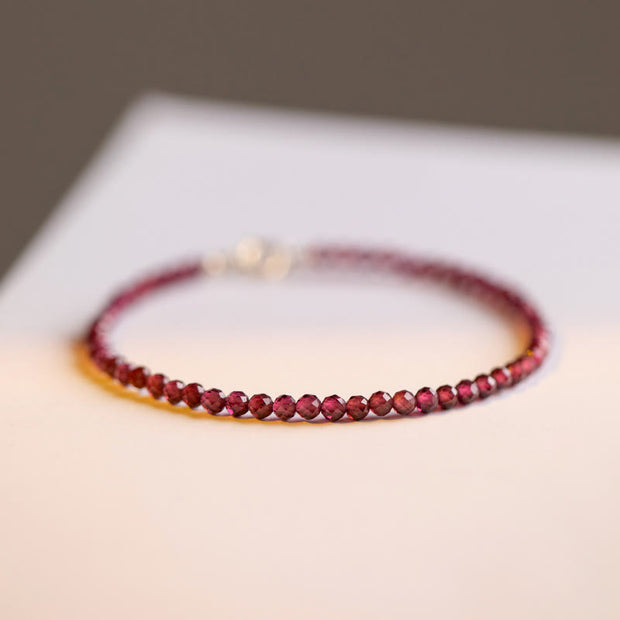 Buddha Stones 3mm Natural Small Garnet Ultra-Thin Beads Protection Bracelet Bracelet BS 8