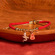 FREE Today: Happiness Protection Handmade Red String Fu Character Year Of The Snake Braided Bracelet