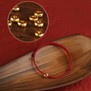 Buddha Stones 999 Gold Small Peace Buckle Red String Protection Luck Braided Bracelet Anklet