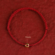 Buddha Stones 999 Gold Small Peace Buckle Red String Protection Luck Braided Bracelet Anklet Bracelet Anklet BS 14