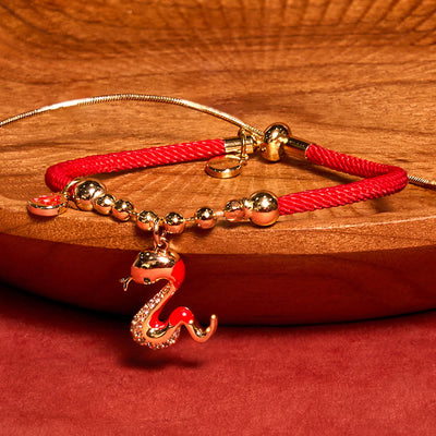 Buddha Stones Red String Fu Character Copper Snake Year Of The Snake Protection Braided Bracelet