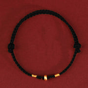 Buddha Stones 999 Gold Small Lucky Beads String Protection Luck Braided Bracelet Anklet - 999 Gold Anklet(Circumference 19-23cm) - Black Rope - image 9
