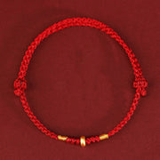 Buddha Stones 999 Gold Small Lucky Beads String Protection Luck Braided Bracelet Anklet