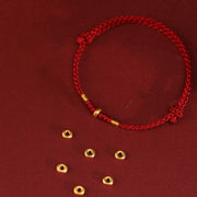 Buddha Stones 999 Gold Small Lucky Beads String Protection Luck Braided Bracelet Anklet - image 3