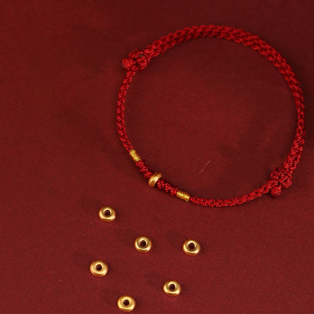 Buddha Stones 999 Gold Small Lucky Beads String Protection Luck Braided Bracelet Anklet - image 3