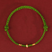 Buddha Stones 999 Gold Small Lucky Beads String Protection Luck Braided Bracelet Anklet