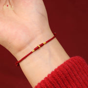 Buddha Stones 999 Gold Small Lucky Beads String Protection Luck Braided Bracelet Anklet - image 4