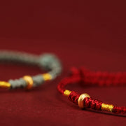 Buddha Stones 999 Gold Small Lucky Beads String Protection Luck Braided Bracelet Anklet - image 12