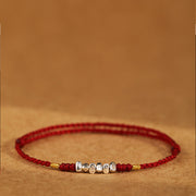 Buddha Stones 925 Sterling Silver String Protection Luck Ultra-Thin Braided Bracelet Anklet Bracelet Anklet BS 3