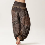 Buddha Stones Mandala Pattern Leaves Women's Elastic Waist Harem Pants - image 7