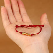 Buddha Stones 999 Gold Small Pieces String Protection Luck Ultra-Thin Braided Bracelet Bracelet BS 7