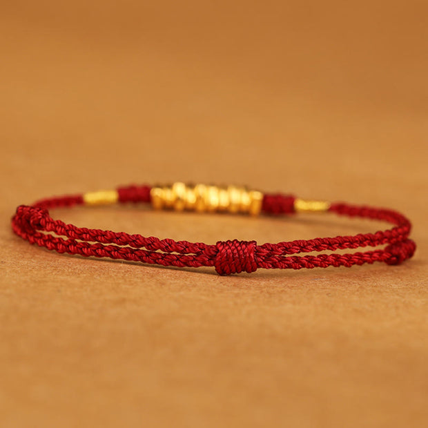 Buddha Stones 999 Gold Small Pieces String Protection Luck Ultra-Thin Braided Bracelet Bracelet BS 2