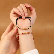 Buddha Stones 999 Gold Small Pieces String Protection Luck Ultra-Thin Braided Bracelet Bracelet BS 15