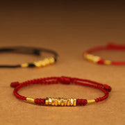 Buddha Stones 999 Gold Small Pieces String Protection Luck Ultra-Thin Braided Bracelet Bracelet BS main