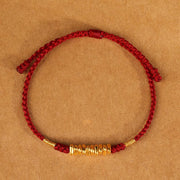 Buddha Stones 999 Gold Small Pieces String Protection Luck Ultra-Thin Braided Bracelet Bracelet BS Dark Red Rope(Wrist Circumference 14-18cm)