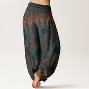 Buddha Stones Triangular Mandala Patterns Women's Elastic Waist Harem Pants