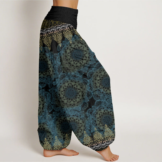 Buddha Stones Triangular Mandala Patterns Women's Elastic Waist Harem Pants