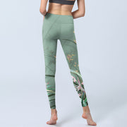 Buddha Stones White Pink Orchids Leaves Print Gym Leggings Women's Yoga Pants - image 7