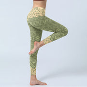 Buddha Stones Flowers Geometric Shapes Gym Leggings Women's Yoga Pants