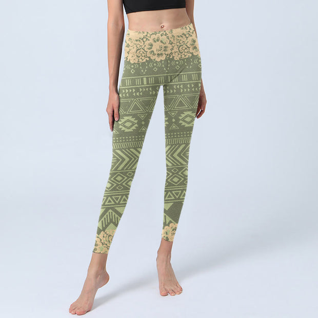 Buddha Stones Flowers Geometric Shapes Gym Leggings Women's Yoga Pants - image 6